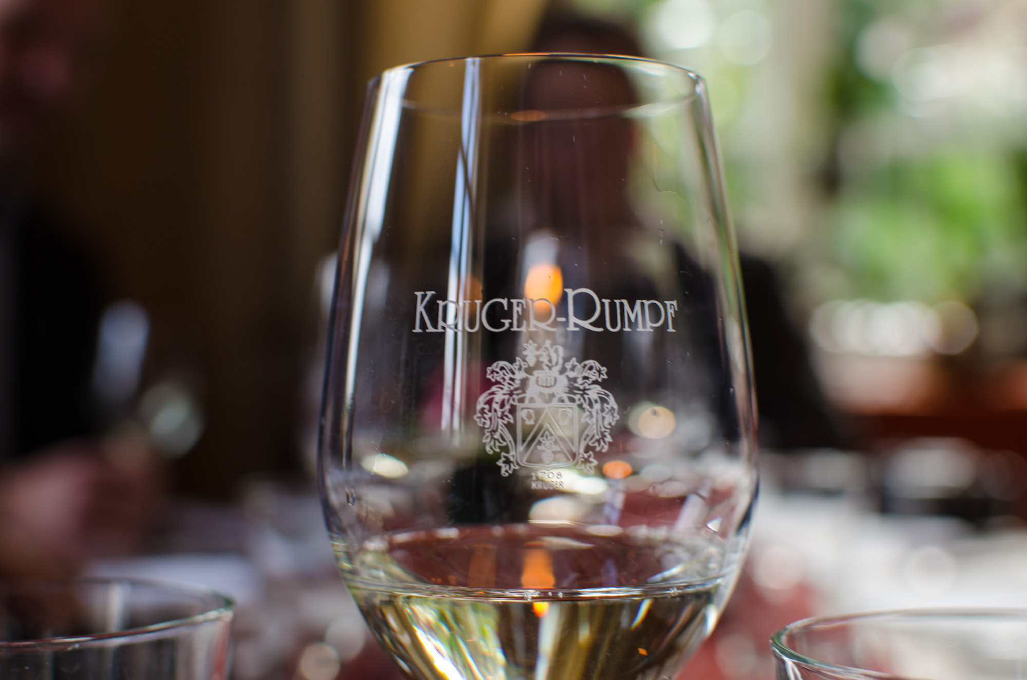 glass with Kruger-Rumpf emblem